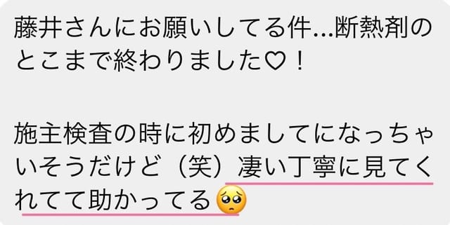 施主さんの声：凄い丁寧に見てくれてて助かってる